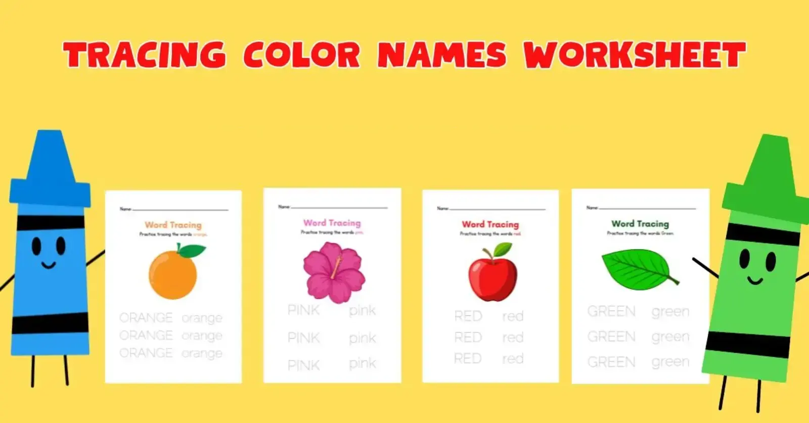 Tracing color names worksheet