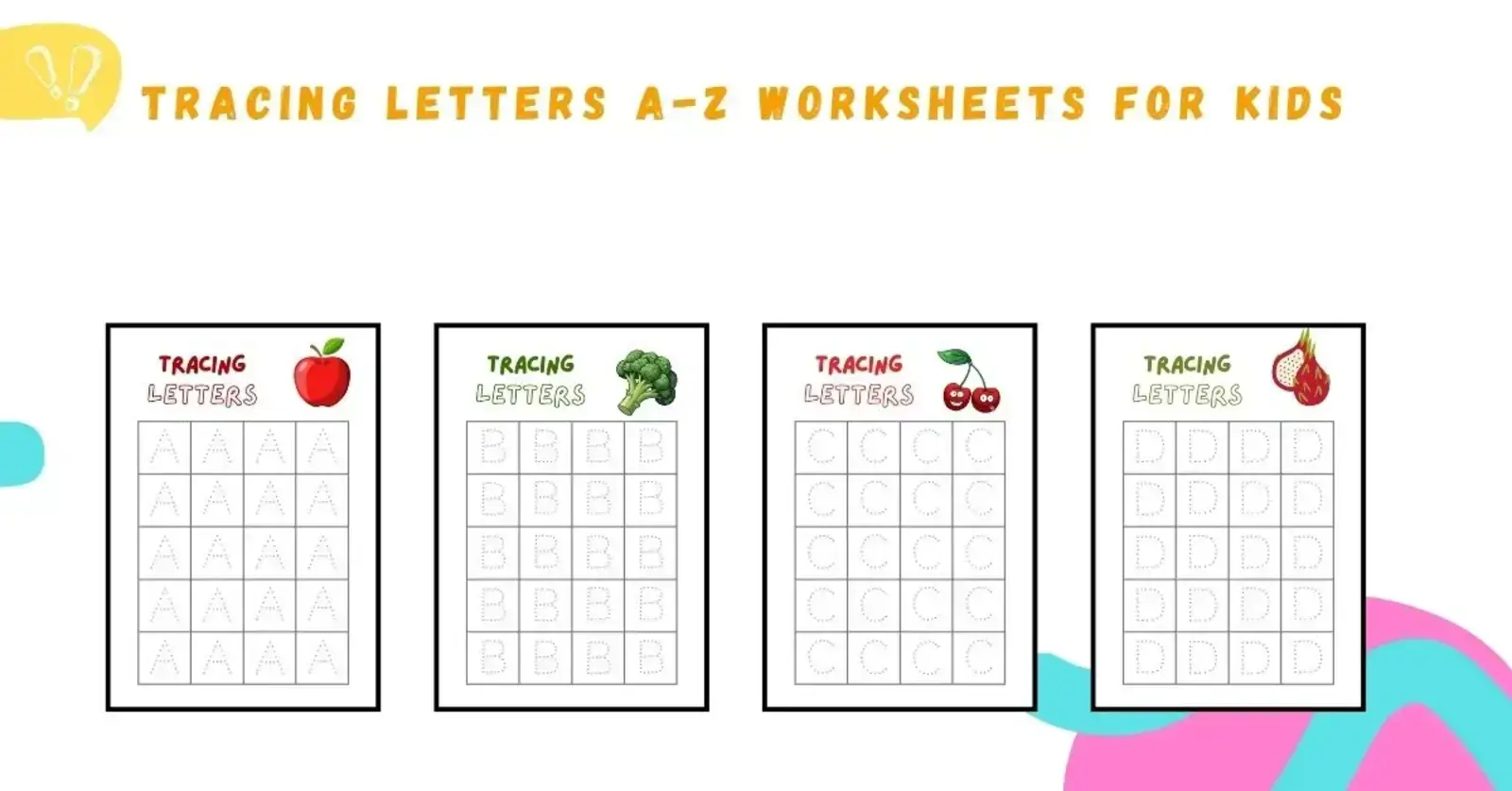 Tracing letters A to Z worksheets for kids