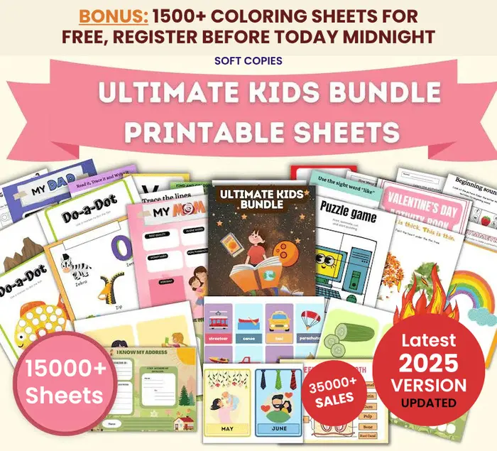 Ultimate Kids Bundle printable sheets, 15,000+ pages