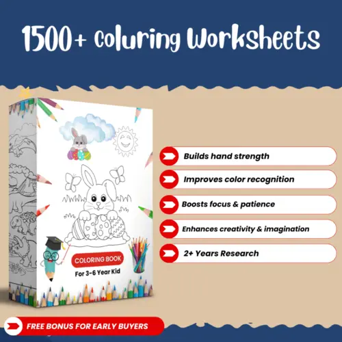 1500+ coloring worksheets bundle for 3 to 6 year old kids
