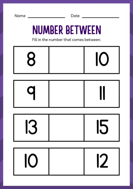 Number between worksheet