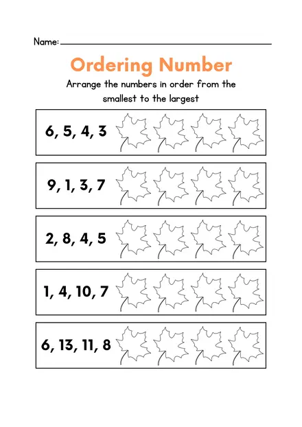 Ordering numbers worksheet