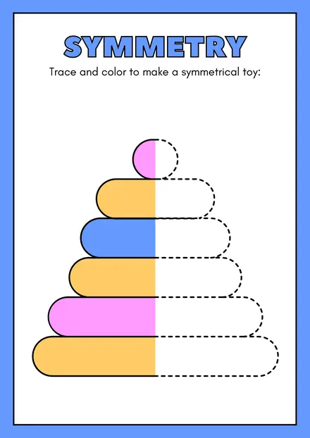 Symmetry worksheet: trace and color a symmetrical toy
